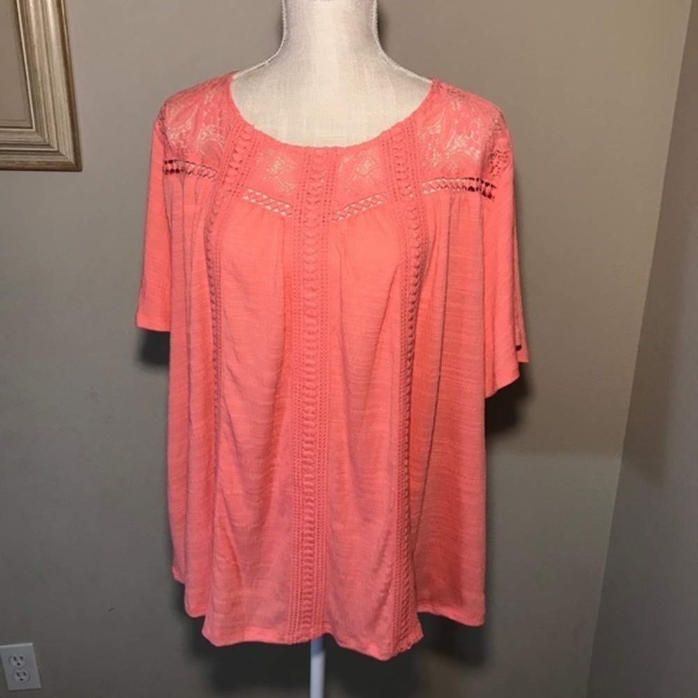 Studio JPR Coral Summer Top Lace Detailing  2X